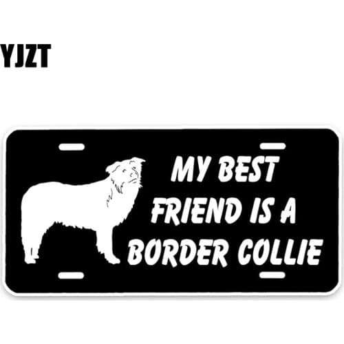 YJZT 15*7.3CM My best friend is a Border Collie Dog Car Decoration Bumper Window Sticker C1-4655