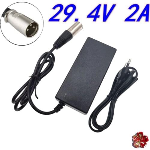29.4V 2A Charger for 24V 25.2V 25.9V 29.4V 7S lithium battery pack 29.4V recharger e-bike charger US/EU/UK/AU Plug XLR Connector
