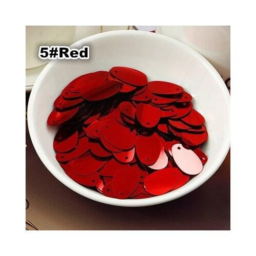 400pcs/lot 12*20mm Large Oval Egg Shape Sequins PVC Sequin Flat With Side Hole Belly Dance Garment Women Accessory Red Confetti
