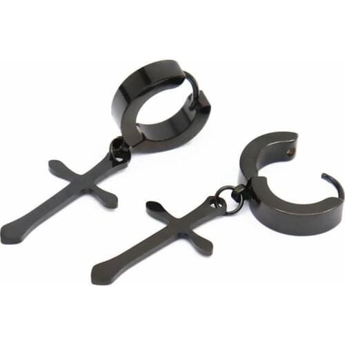 Women Men Dropping Earrings Black Gold Silver Color Cross Gothic Punk Rock Style Stud Earring 1 Pairs Jewelry