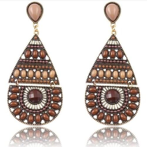 LOVBEAFAS Fashion Boho Earrings Big Statement Jewelry Love Retro Crazily Flower Water Drop Tassel Earrings For Women