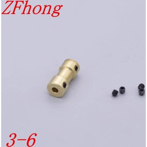 10pcs 3mm TO 6mm 3mm x 6mm Shaft Motor brass Coupling Coupler Brass M3 Screw holes 3MM