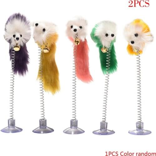 2 PCS Suction Cup Spring Mouse Cat Toy Cat Interactive Toy Wanpet Pet Cat Toy Random Color