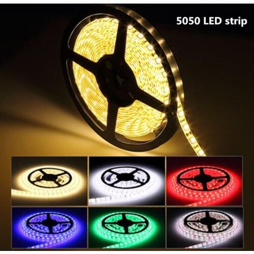 5m/lot LED Strip 5050 DC12V 60LEDs/m Flexible LED Light Waterproof/non-waterproof RGB 5050 LED Strip 300LEDs