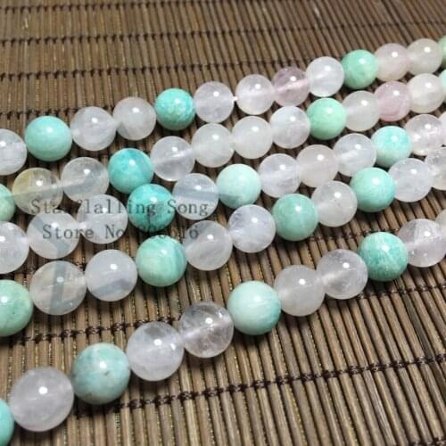 6-10MM 1Strand/pack 100% Natural Morganite Stone Round Loose Bead Strands Jewelry Beads