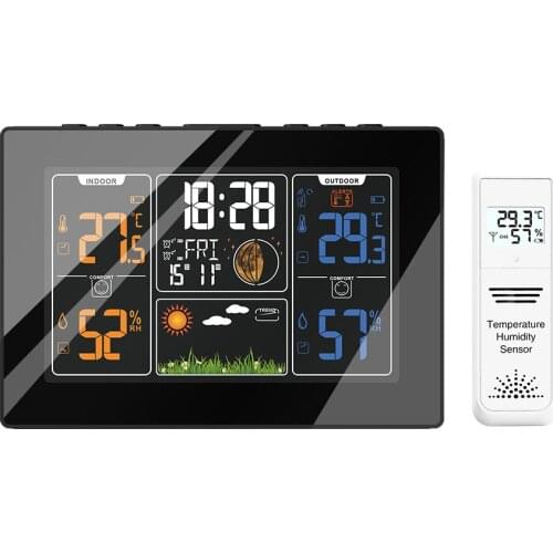 Wireless Weather Station Digital Color Weather Station Outdoor Sensor Weather Forecast Humidity Temperature Monitor Barometer