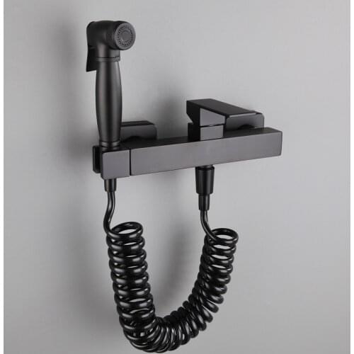 Bidet taps with bidet shower black copper Hot and Cold bidet shower Brass wall mounted woman washer mop tap with shattaf set