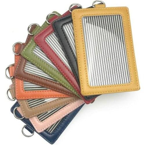 1PC PU Employees Card Holder Company Factory Staff Workers Bus ID Work Card Badge Holder with Lanyard Office Supplies