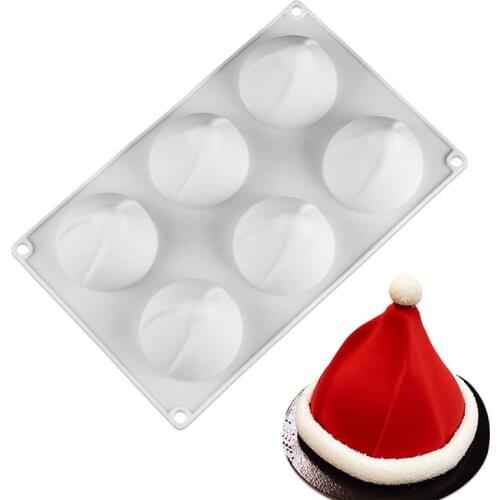6-Hole Christmas Hat Cake Mold Silicone Mousse Model Ice Grid Mold DIY Decorative Cake Mold Kitchen Accessories For Christmas