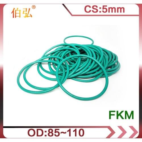 Fluorine Rubber O-Ring 1PC/lot Green FKM Sealing CS 5mm OD85/90/95/100/105/110mm O Ring Seal Gasket Ring sealing Washer