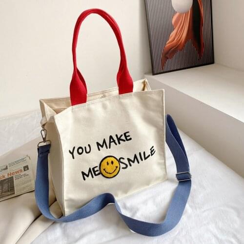 Women Canvas Shoulder Bag Fresh lovely Print Ladies Shopping Bags Big Capcity Handbags Tote Books Crossbody Bag For Girls