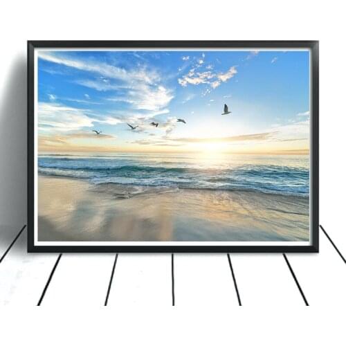 Seascape Sunrise Canvas Painting Vintage Posters and Prints Wall art Decorative Prints For Living Room Home Decor DROPSHIPPING