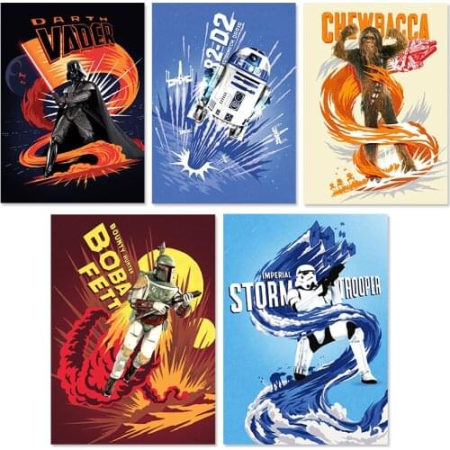 Cartoon Star Wars Nursery Painting Wall Art Star Wars Print Canvas Poster Nordic Picture for Childrens Room Decor Gift Cuadros