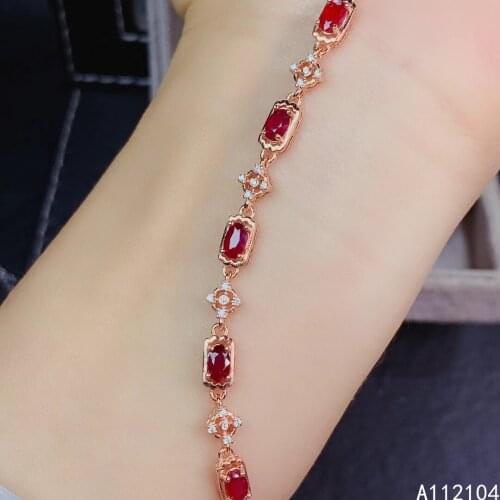 KJJEAXCMY fine jewelry 925 sterling silver inlaid natural ruby women new luxury elegant OL style hand bracelet support detection