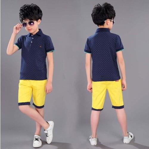 Boys Clothing Set For Summer Fashion Casual Sports Short Sleeve Cotton Children Clothes Sets Color Red / Dark Blue / White