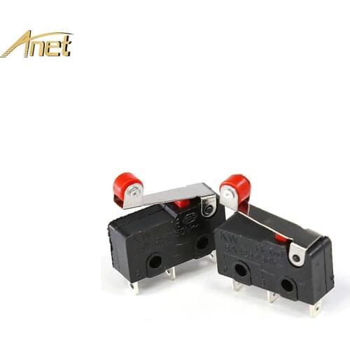 Anet 5PCS/lot 3D Printer Limit Switch 3Pin N/O N/C 5A 250VAC Handle KW11-3Z Mini Sensitive MicroSwitch With Pulley