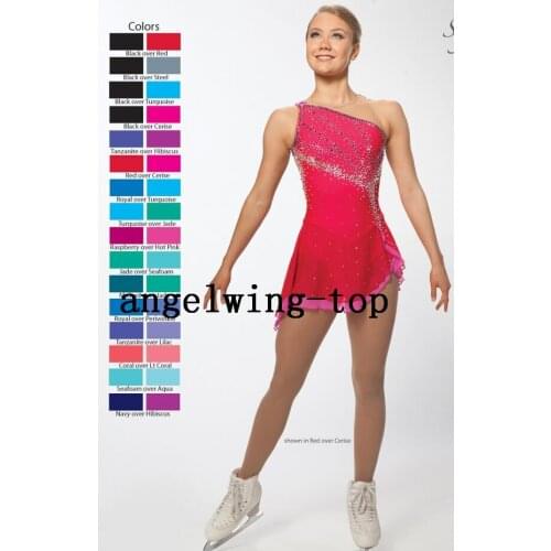 Red Figure Skating Dresses Women Competition Skating Dress Girls New Brand Custom Figure Skating Dress Free Shipping B422