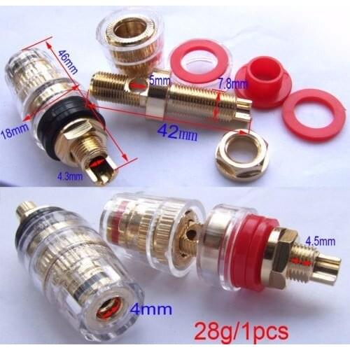 Red and Black Brass Gold Plated 4MM Banana Plug Terminal Binding Post for Speaker Amplifier High Quality