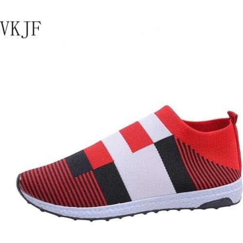 Womens Casual Shoes Woman Mesh Sneakers 2021 New Spring Knitted Flat Ladies Slip on Female Footwear