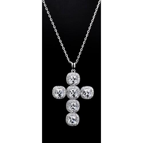 Square Clear Zirconia 2016 New Fashion Cubic Zirconia Necklace Slide Square Crystal Brand Pendant for Women and Girl GLD0876