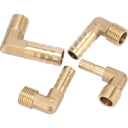 Brass Hose Barb Fitting 1/4" External Thread Elbow 90 Degree 6/8/10/12mm Barbed Coupler Connector Adapter Garden Supplies 2 Pcs
