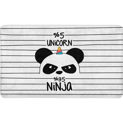 Cute Ninja Panda with Unicorn Horn Doormat Anti-Slip Entrance Mat Floor Rug Indoor/Outdoor/Front Door Mats Home Decor, Rubber B