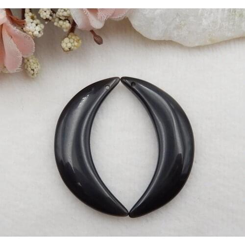 Natural Gemstone Obsidian Carved Moon Fashion Women Earrings Beads For Jewelry Making DIY Charms Bracelets 40x13x4mm,9.3g