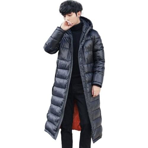 Mens Winter Down Jacket Hooded Thick Long Coat 90% White Goose Down Jacket Korean Parka Doudoune Homme 1806 KJ3096