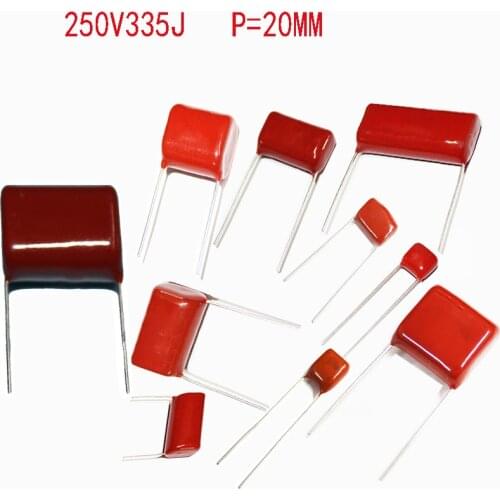New 20pcs/lot CBB22 250V335J 250V 3.3UF Pitch 20MM 335J 250V CBB Polypropylene film capacitor