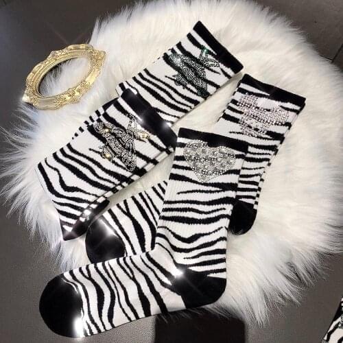 2021 New High Quality Fashion Girl Zebra Pattern Socks Mickey Bee Peach Heart High Tube Warm Socks Women Socks Wholesale