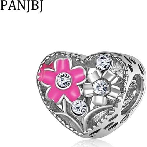 New Original Alloy Silver Plated Bead Alloy Nature Spring Flower Charm Fit Bracelet Necklace DIY Women Jewelry