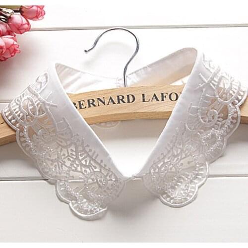 New white female crystal bead new style art cotton shirt collar Fake Shirt Collar Lace Pearl Necklace Female