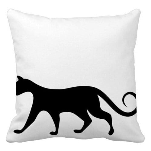 Charming Black Cat Lover Animal Art Silhouette Throw Pillow Square Cover