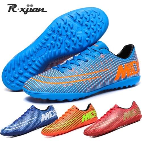 Genuine R.xjian Outdoor Men colorful Soccer Shoes TF Football Boots High Ankle mens Cleats Training Sport Sneakers Size 39-44