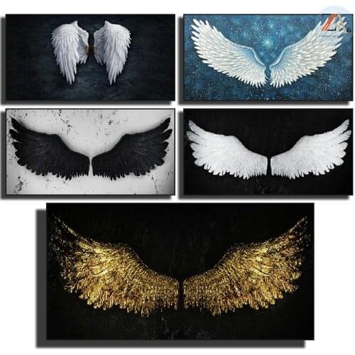 Angel Wings Retro Wall Posters and Printed Black and White Wall Art Canvas Painting Wings Art Wall Paintings for the Living Room