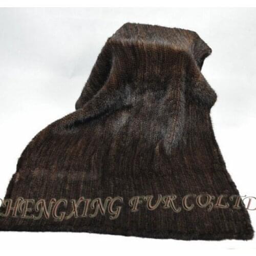 CX-D-21B Luxury High Quality Brown Knitting Custom Made Hand Knitted Mink Fur Throw Blanket