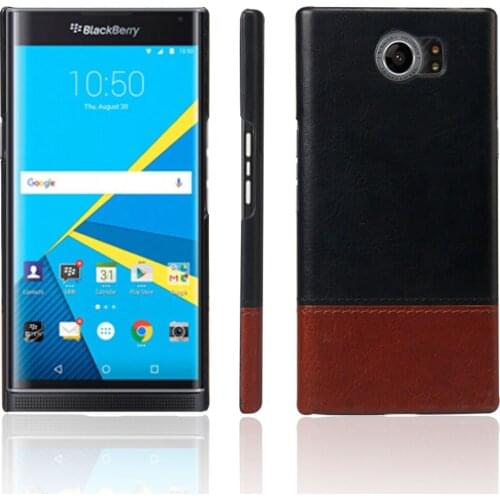 Luxury leather+PC crazy horse pattern plaid back cover case for blackbeery priv for phone cases cover