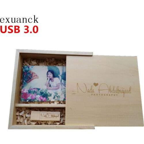 Exuanck High Speed USB 3.0 4GB 8GB 16GB 32GB 64GB Custom Logo Photography Picture Wedding Gift Wood Memory Pen Drive