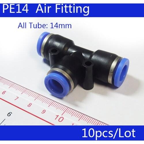 HIGH QUALITY 10Pcs PE14 Pneumatic 14mm to 14mm One Touch End T Joint Push In Quick Fittings