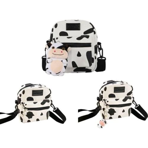 Women Girls Cartoon Cow Print Shoulder Crossbody Bag Lady Tote Satchel Purse