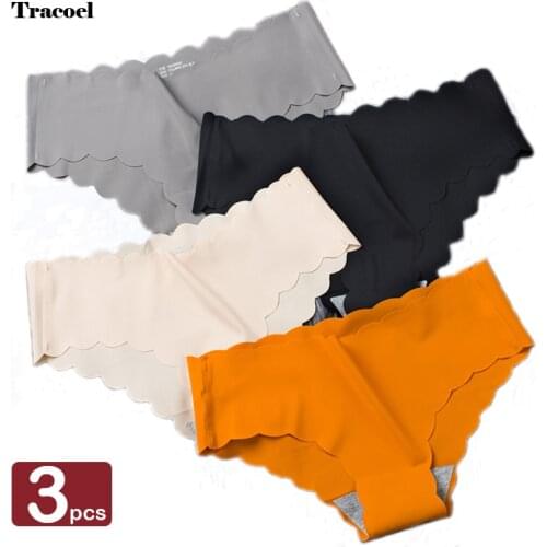 Tracoel 3Pcs/Pack Womens Seamless Panties Smooth Sexy Underpants Female Slip Underwear Lady Ruffle Panty Dropshipping Briefs