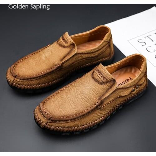 Golden Sapling Mens Loafers Genuine Leather Casual Shoes Fashion Driving Flats Breathable Formal Leisure Men Shoe Elegant Flat