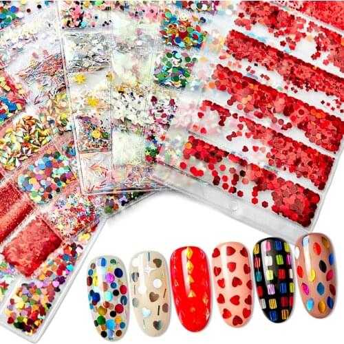 1 Set Mixed Color 3D Ultrathin Sequins Nail Glitter Flakes Sparkly DIY Tips Dazzling Paillette Nail Art Decorations