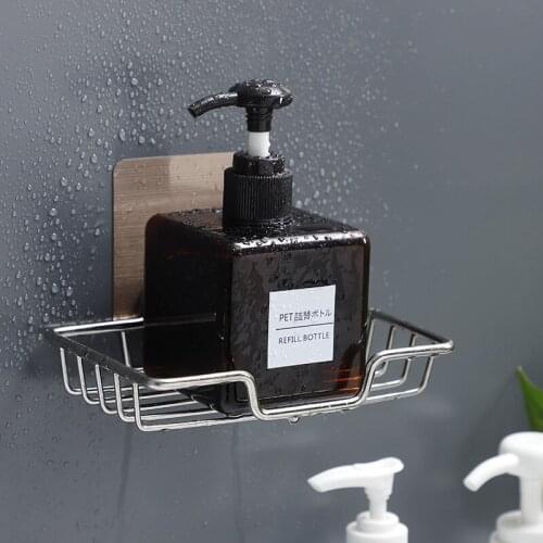 1PCS High Quality Soap Rack Wall Mounted Self Adhesive Soap Holder Stainless Steel Soap Sponge Storage Tray Bathroom Accessories