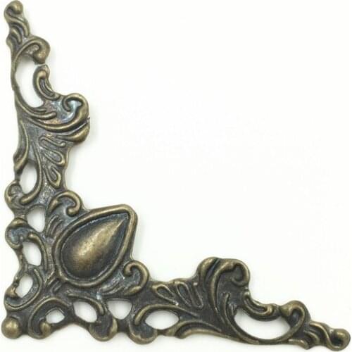 100Pcs Bronze Tone Hollow Book Albums Menus Folders Corners Decorative Crafts Scrapbook Making Hardware Protectors 58x41mm