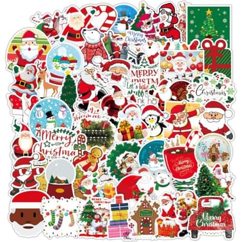 100Pcs Cartoon Christmas Graffiti Sticker DIY Laptop Luggage Decals Waterproof Car Window Door Skateboard Decor Stickers