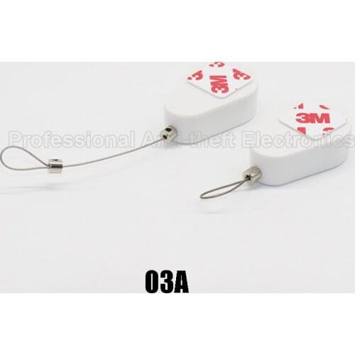 100pcs Retractable pull box recoiler with steel wire Anti-theft white black waterdrop