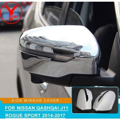2 Pieces Rearview Mirror Cover Cap Carbon Chromium Styling For Nissan Qashqai j11 Rogue Sport 2014 2015 2016 2017 2018 YCSUNZ