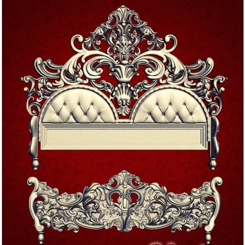 2 STL Bed Wood Furniture 3d Model for CNC Router Engraver Machine Relief Artcam R550