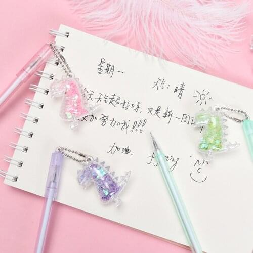 20pcs Cartoon Pendant Small Dinosaur Neutral Pen Students Write with Black 0.38mm Pendant Pen Office Stationery Signature Pen
